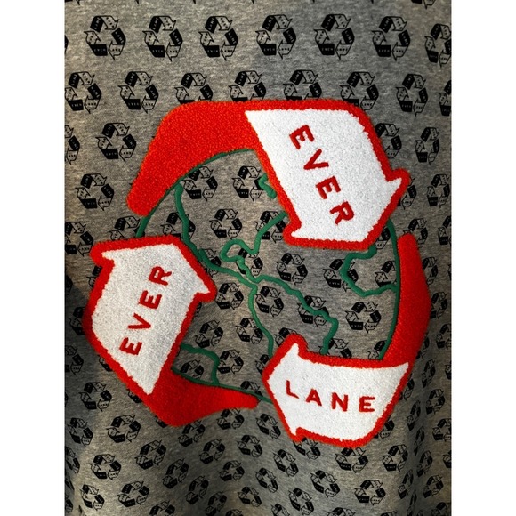 NWT $98 Everlane The ReTrack Oversized Crew Earth Day gray pullover sweatshirt S - Picture 4 of 8